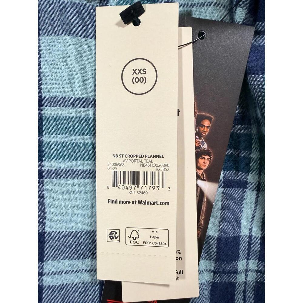 NWT Netflix Stranger Things x No Boundaries Cotton Cropped Flannel Size XXS (00) - Picture 8 of 12